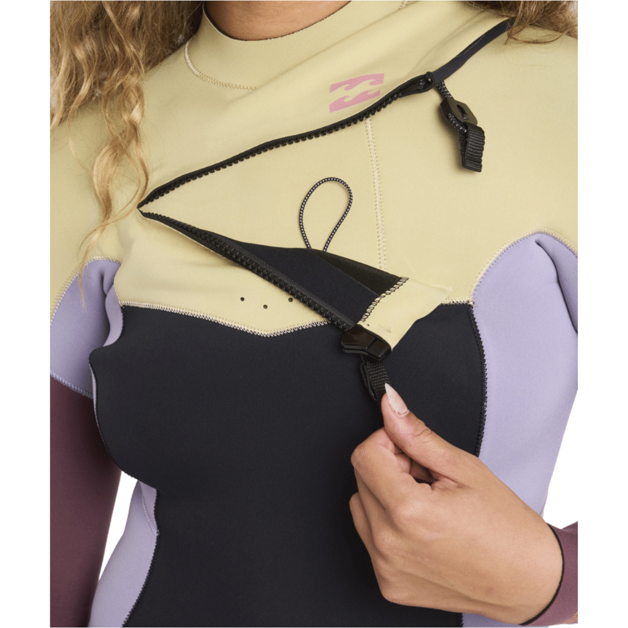 2026 Billabong Dames Synergy Natural 2mm Lange Mouwen Borst Ritssluiting Lentepak Wetsuit 24BW193513 - Grey Violet